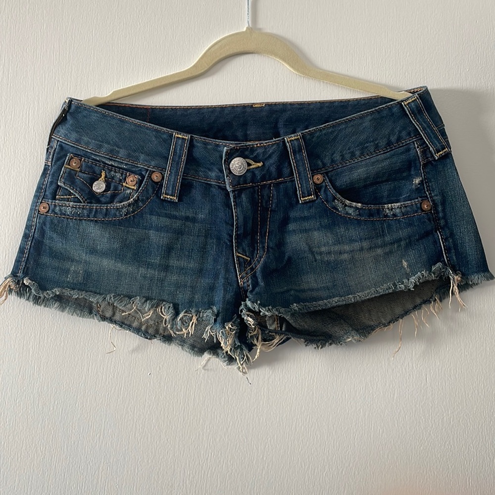 True Religion cut off shorts.